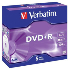 Verbatim DVD+R 4.7GB 16x 5 Pack with Jewel Cases