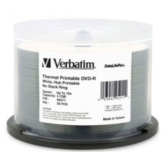 Verbatim DVD-R 4.7GB 16x Wht Wide Thermal Printable 50 Pack on Spindle