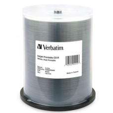 Verbatim CD-R 700MB 52x White Printable 100 Pack on Spindle