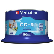 Verbatim CD-R 700MB 52x White Inkjet Printable 50 Pack on Spindle
