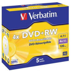 Verbatim DVD+RW 4.7GB 4x 5 Pack with Jewel Cases