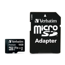 Verbatim Premium microSDHC UHS-I Class 10 Card with Adapter 16GB